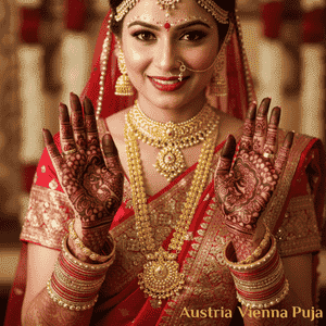 Vedic Hindu wedding ceremony conducted by a priest in Europe