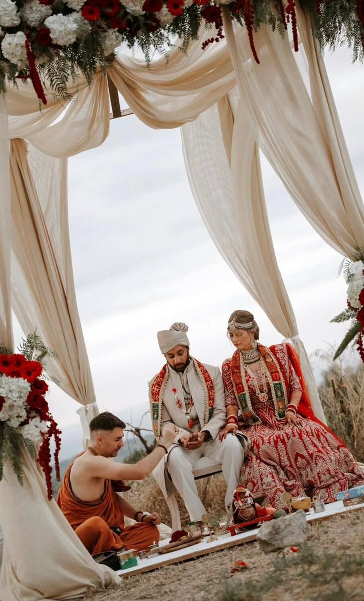 A Hindu wedding conducted beneath the mandap in Crete